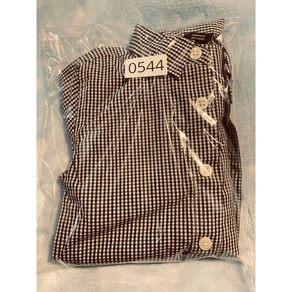 Nautica Boys 12M 2pc Set Gingham‎ Button Down Shirt and Burgundy Pants Outfit